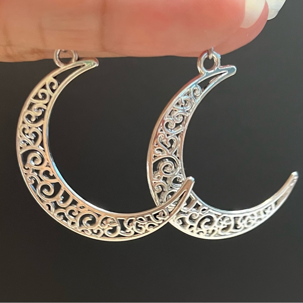 Ornate Crescent Moon Earrings